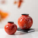 Axyaa Red Porcelain Flower Vase: Elegant Home Decor & Terrarium Accessory