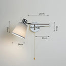 Axyaa Swing Wall Lamp Chrome Iron Fabric Shade E27 Bedroom Sconce Light