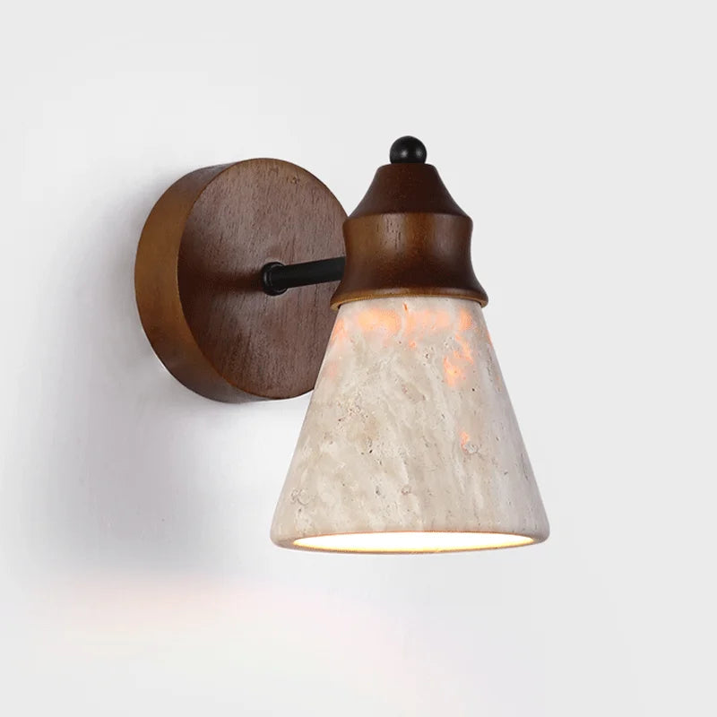 Axyaa Classical Yellow Travertine Wall Lamp Bedroom Sconce LED Lighting
