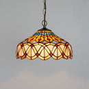 Axyaa Handcrafted Peacock Dragonfly Glass Pendant Light - Artisan Leaf Pattern Lighting