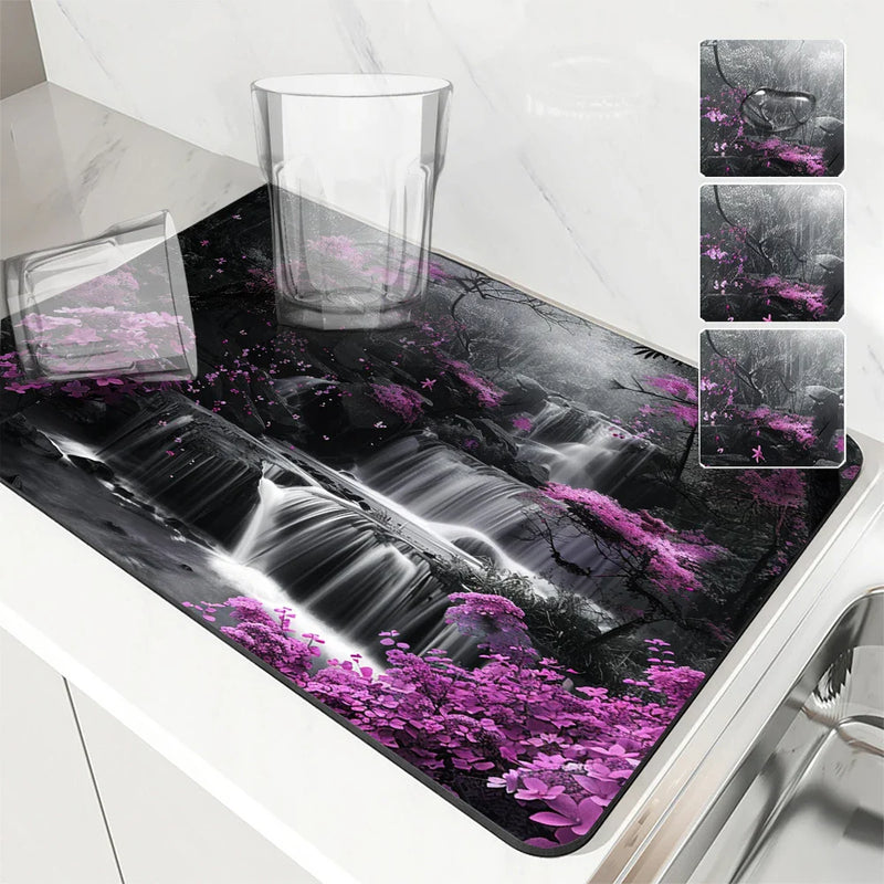 Axyaa Kitchen Drain Pad: Non-slip Heat Resistant Drying Mat for Counters