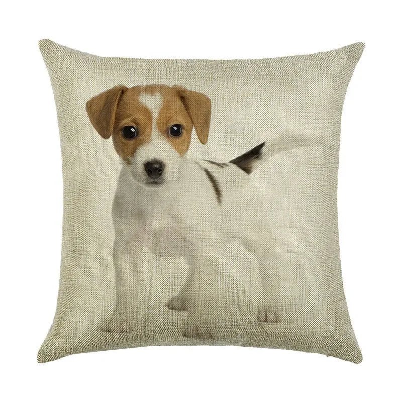 Cute Dog Watercolor Linen Cushion Cover 45*45cm - Axyaa