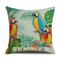 Tropical Birds Linen Pillowcase Set for Decorative Throw Cushions by Axyaa