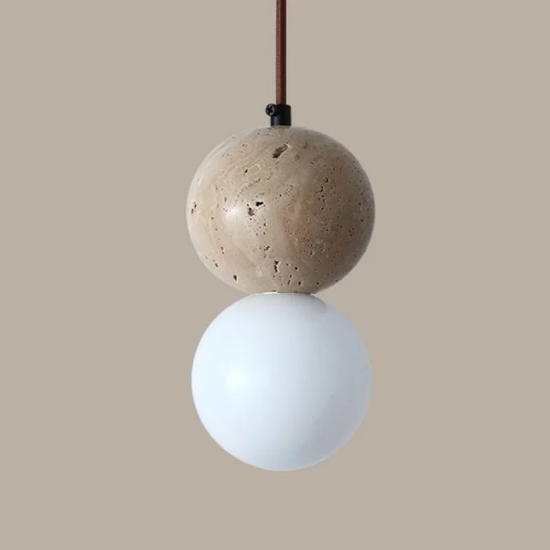 Axyaa White Glass Ball LED Hanging Pendant Light Chandelier for Dining Room Decor
