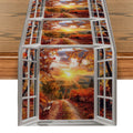 Axyaa Autumn Farmhouse Table Runner for Kitchen Dining Decor