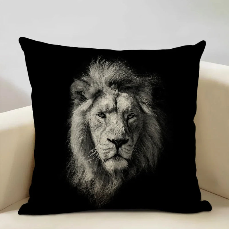 Axyaa Animal Pattern Cushion Cover Trio: Lion, Tiger, Bear Home Sofa Decor Kids Gift