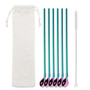 Axyaa Twisted Straw Spoon Set: 6pcs Reusable Stainless Steel Straws, Gold Tea Scoop, Black Dinnerware