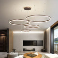 Axyaa Modern Gold Brushed Round Rings LED Ceiling Chandelier for Living Room