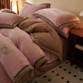 Axyaa King Velvet Flannel Bedding Set with Fleece Sheet & Pillowcase