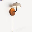 Axyaa Modern LED Wall Lamp, Yellow Travertine Wood & Black Iron Stair Light