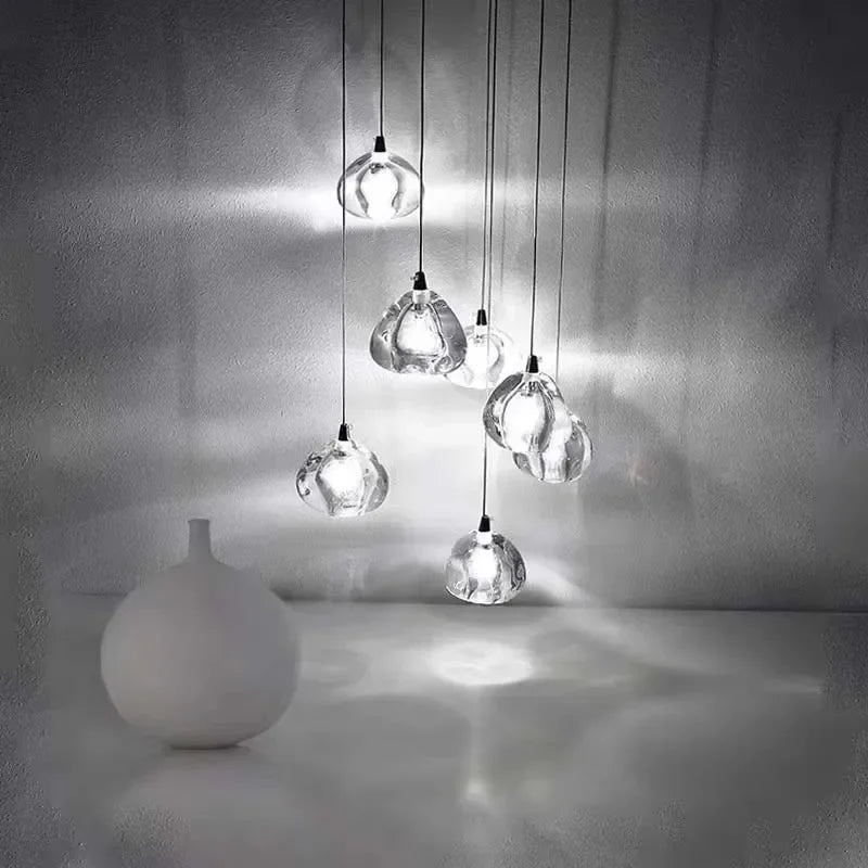 Axyaa Water Droplet Crystal LED Chandelier, Modern Luxury Pendant Light