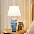 Axyaa Blue Ceramic Table Lamp for Luxury Living Room, Bedroom, Study, Hotel or Office