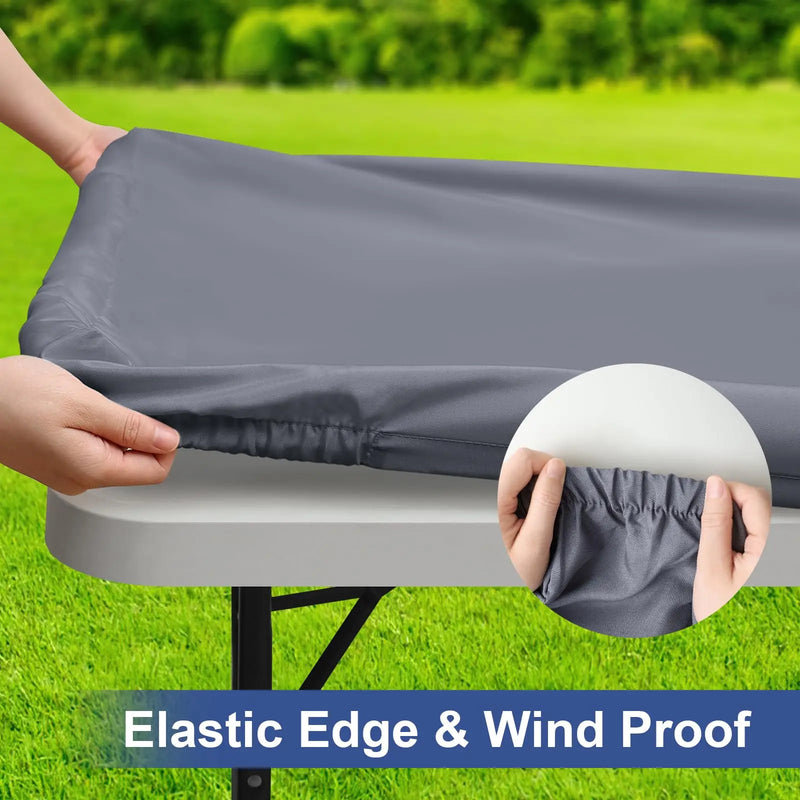 Axyaa Outdoor Picnic Waterproof Tablecloth, Elastic Fitted Table Protector