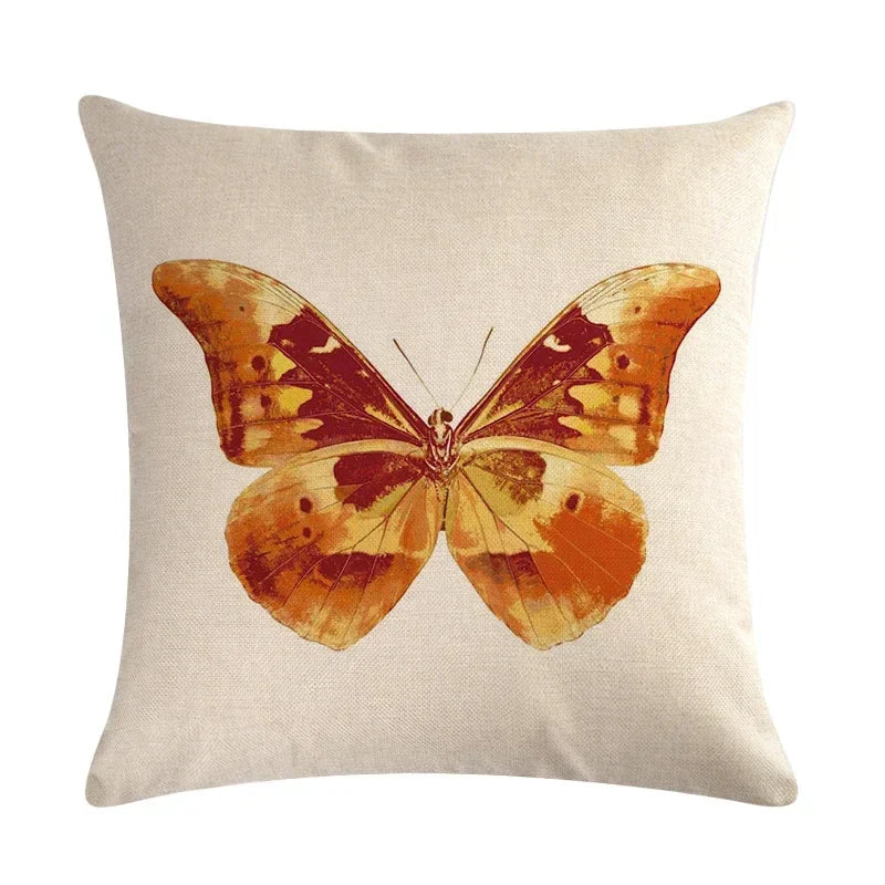 Axyaa Butterflies Linen Cushion Cover 45*45cm for Home Sofa Decor