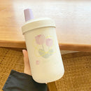 Axyaa Tulip Thermal Bubble Tea Stainless Steel Vacuum Cup with Straw