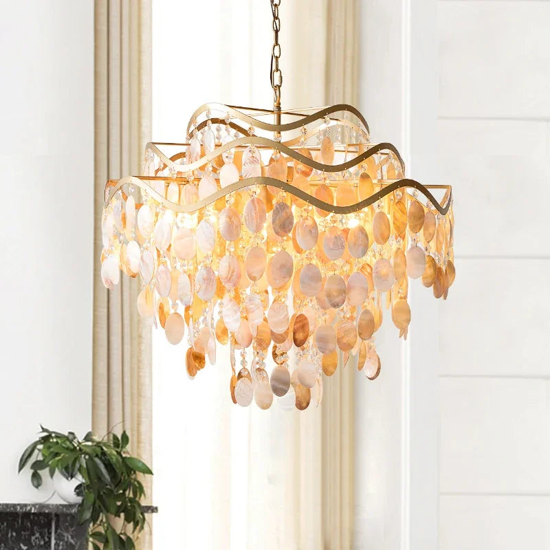 Axyaa Crystal Chandelier Ceiling Pendant for French Living Room & Bedroom