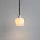Axyaa White Ceramic Glass LED Pendant Light for Bar and Living Room Decor