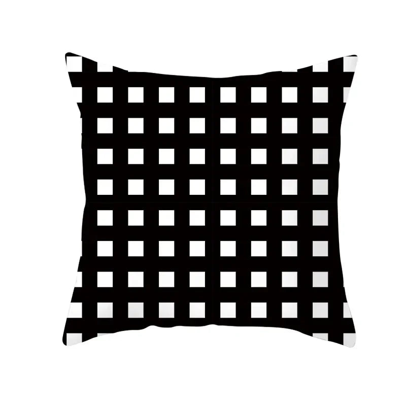 Axyaa Plaid Geometric Wave Stripe Checkerboard Print Throw Pillow Case
