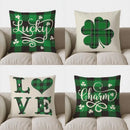 Axyaa Lucky Green Plaid Shamrock Throw Pillow Cover