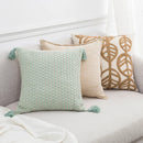 Axyaa Linen Embroidery Leaves Cushion Cover - Beige Green 45x45cm