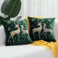 Axyaa Christmas Elk Embroidered Pillow Cover - Soft Short Plush Cushion