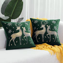 Axyaa Christmas Elk Embroidered Pillow Cover - Soft Short Plush Cushion