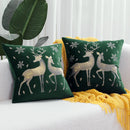 Axyaa Christmas Elk Embroidered Throw Pillowcase | Soft Short Plush Cushion Cover