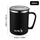 Axyaa 480ml Insulated Stainless Steel Coffee Mug with Lid & Handle