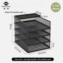 Axyaa Metal File Desk Organizer with Multilayer Tray and Pen Holder