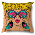 Axyaa Soft Plush POP Comic Portrait Cushion Cover - Home Decor Pillowcase