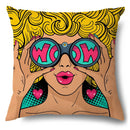 Axyaa Soft Plush POP Comic Portrait Cushion Cover - Home Decor Pillowcase
