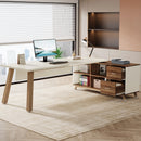 Axyaa 78.7" Executive L-Shaped Desk with Storage Shelves and 55" Cabinet