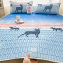 Axyaa Natural Latex Summer Mat Set with Silk Thicken Bed Pad, Pillowcase & Ice Silk Sheet