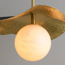 Marble Led Pendant Lamp by Axyaa: Elegant Gold Chandelier Light for Indoor Living Spaces