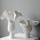 Axyaa White Ceramic Flower Buds Vase: Elegant Home Decor & Floral Arrangement Accessory
