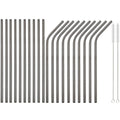Axyaa Stainless Steel Straw Set: 20 Reusable Drinking Straws for Bar Party