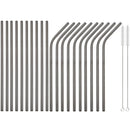 Axyaa Stainless Steel Straw Set: 20 Reusable Drinking Straws for Bar Party