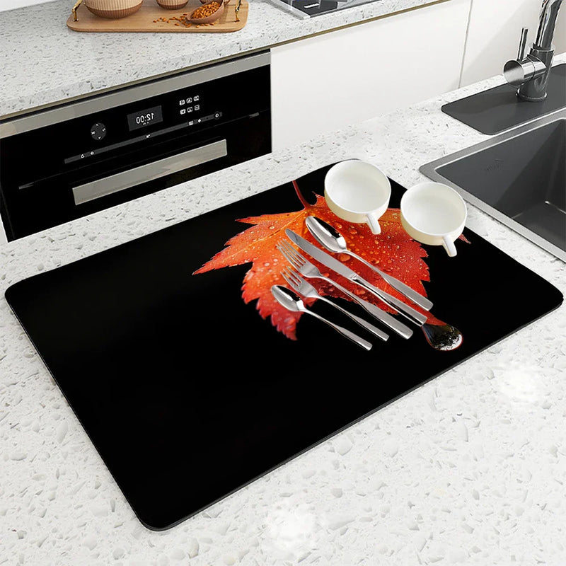 Axyaa Autumn Maple Leaf Absorbent Drying Mat