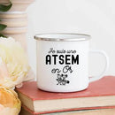 Axyaa Enamel Mug - Top Atsem Gift, Creative Print, School Drinkware, Home Handle