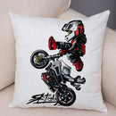 Axyaa Extreme Sports Motorcycle Pattern Cushion - Cartoon Design for Home & Car