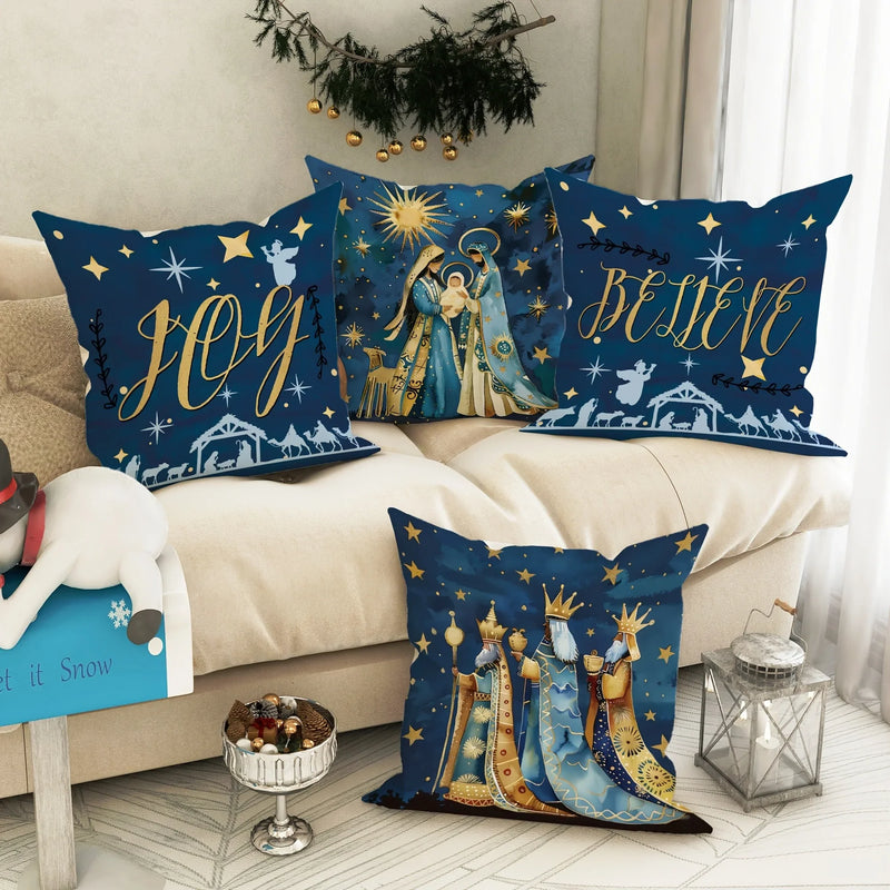 Axyaa Christmas Pillowcase Set for Living Room Sofa and Bedroom Decoration