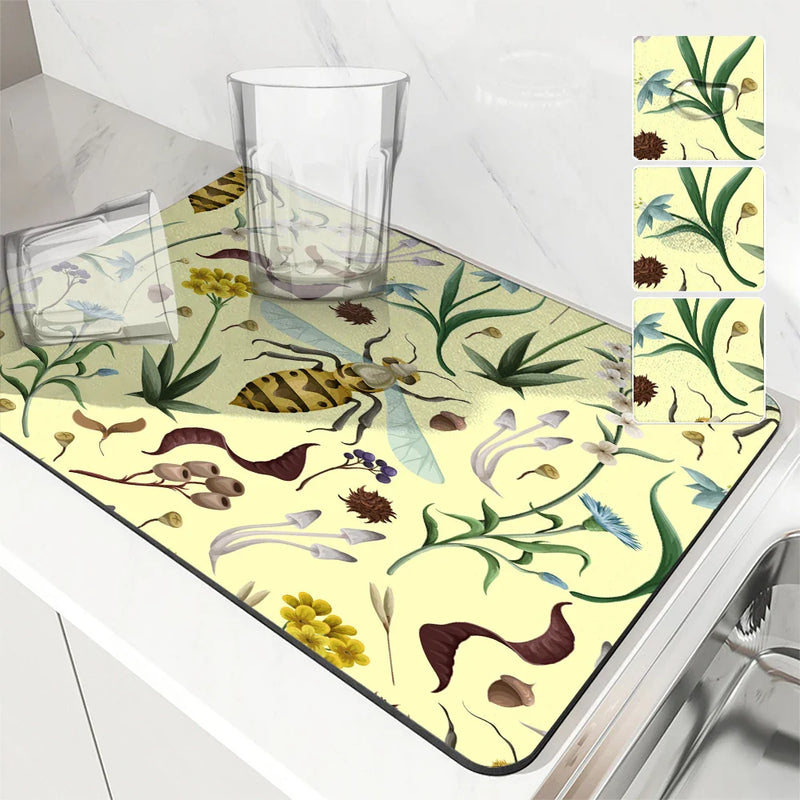 Axyaa Insect Bees Kitchen Drain Pad Non-slip Heat Resistant Counter Mat