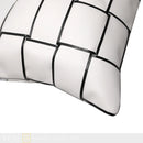 Axyaa White Woven PU Leather Waist Pillow for Modern Luxury Living Room Sofa