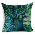 Axyaa Peacock Feather Linen Cushion Cover 45x45cm for Sofa Bed Decor