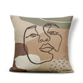 Axyaa Geometric Abstract Face Linen Cushion Cover 45x45Cm