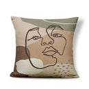 Axyaa Geometric Abstract Face Linen Cushion Cover 45x45Cm