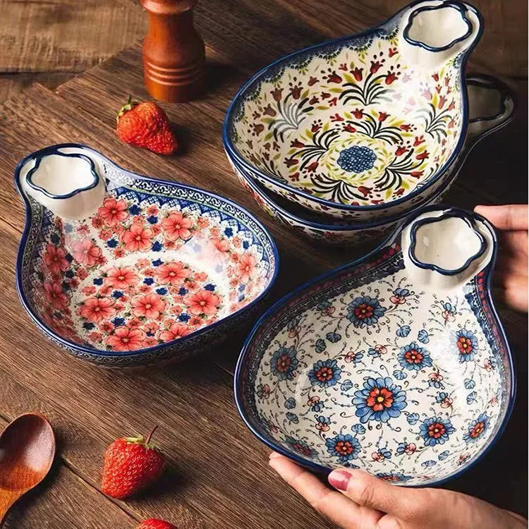 Axya Ceramic Dumpling Plate with Divided Grids for Sauce & Vinegar