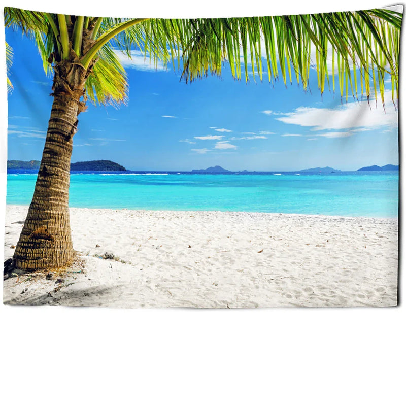 Axyaa Beach Sun Forest Painting Tapestry Wall Hanging for Boho Home Decor