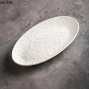 Axyaa Stone Patterned Ceramic Fish Plate: Unique Oval Serving Dish for Sushi, Sashimi & Molecular Cuisine