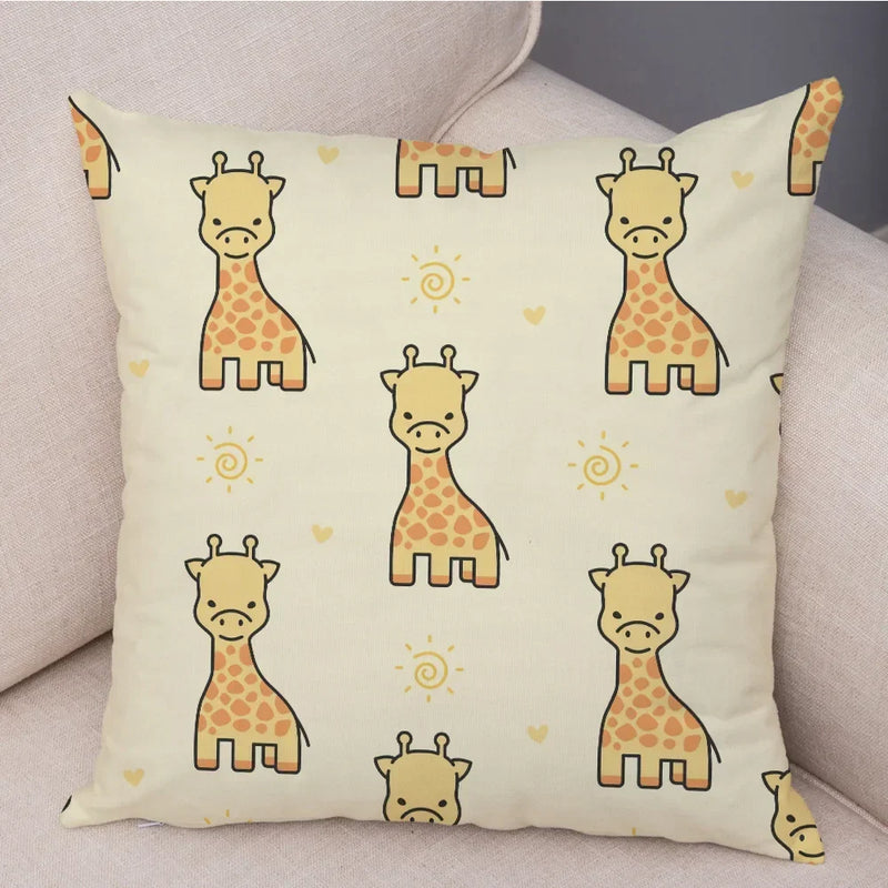 Axyaa Cartoon Animal Cushion Cover: 45*45cm for Living Room, Sofa, Car, Children's Room